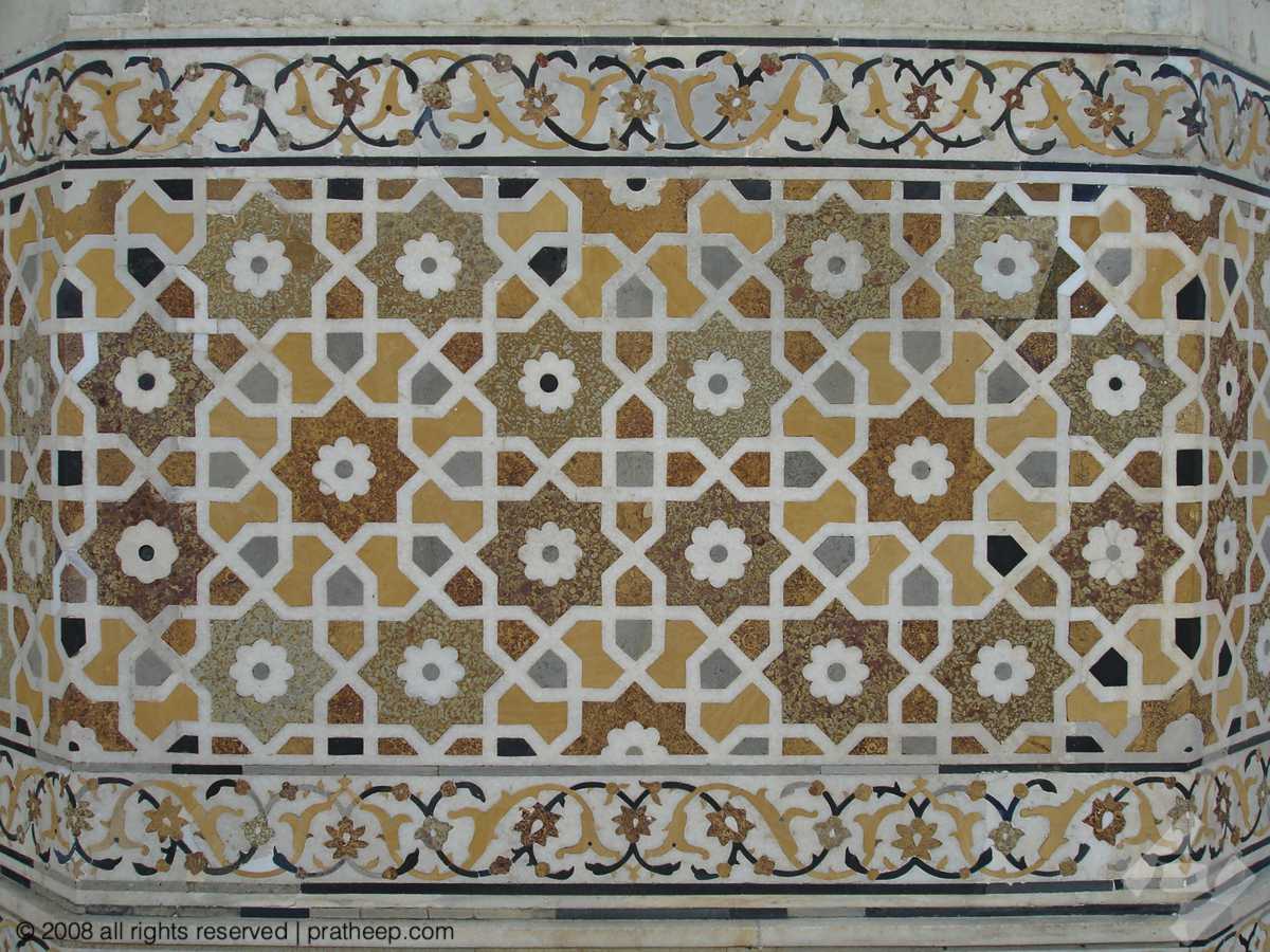 Pietra dura with geometric patterns