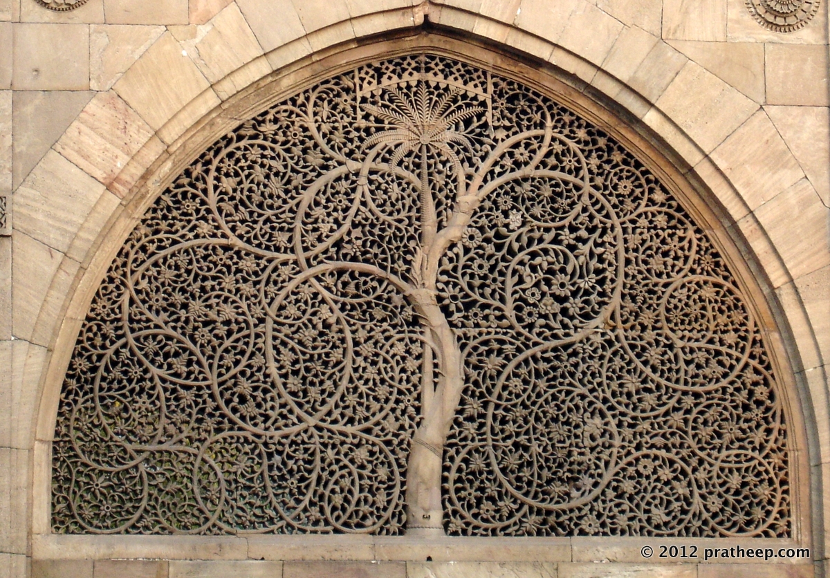 The Sidi Saiyyed Mosque, popularly known as Sidi Saiyyid ni Jali locally, built in 1572 AD, is one of the most famous mosques of Ahmedabad. IIM , Ahmedabad's logo is inspired by this work.
