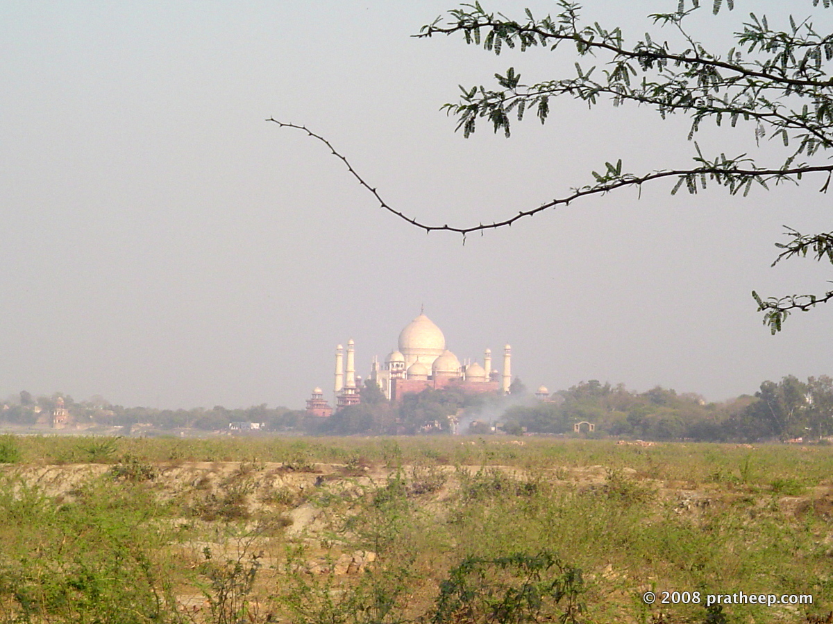 Taj seen from the Yamuna Riverbed. Photograph taken from National Highway 44 (NH 44) near Agra Fort