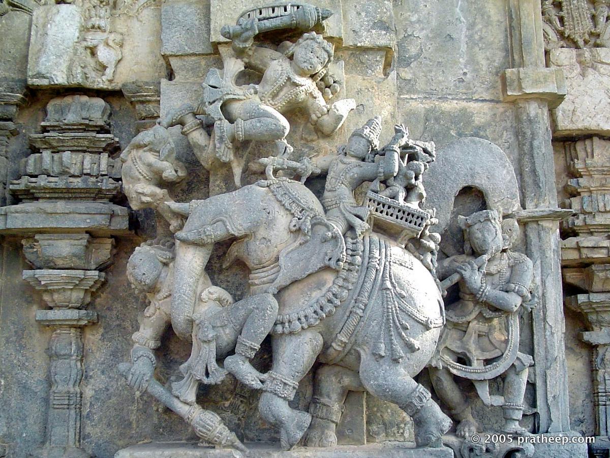 The soapstone carved image from the exterior of Chennakeshava Temple, Belur. 