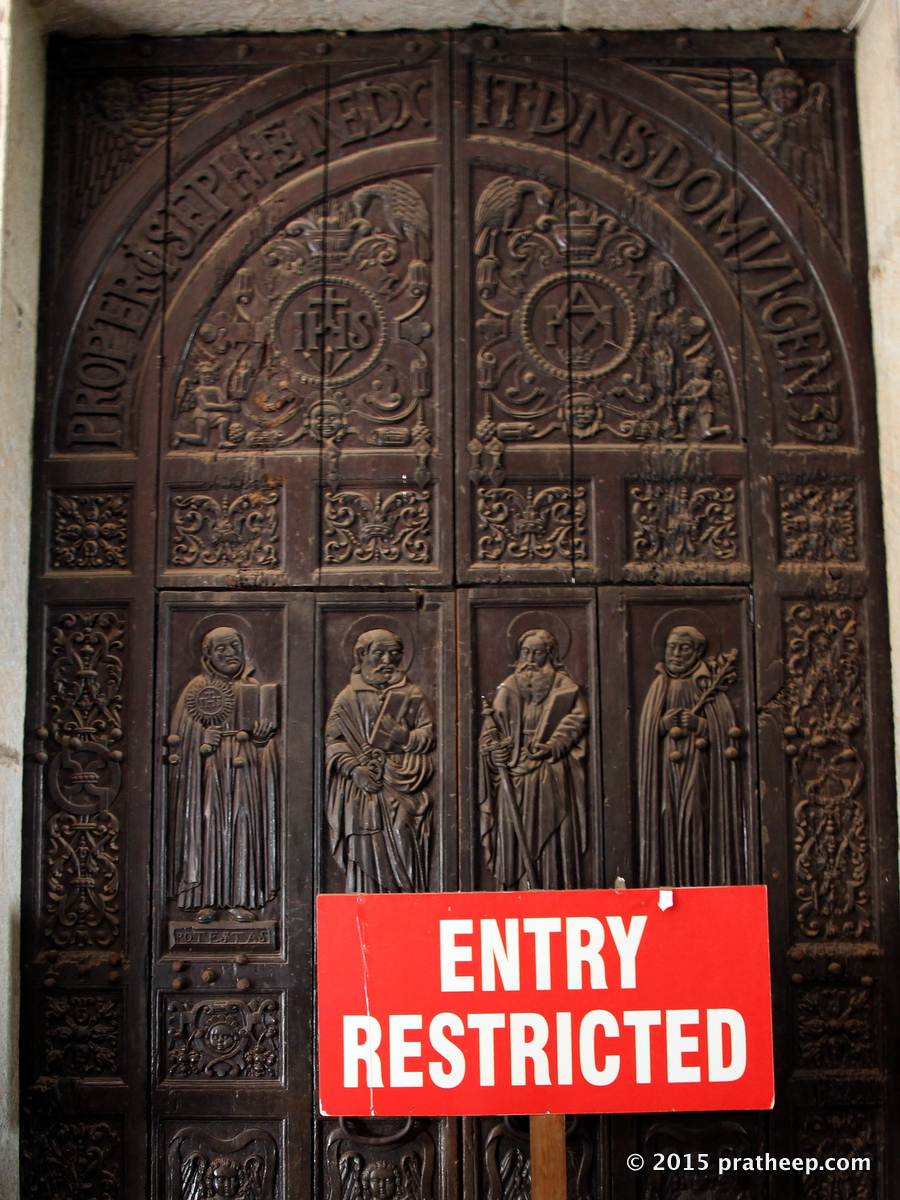 Teak door inside Basilica of Bom Jesus