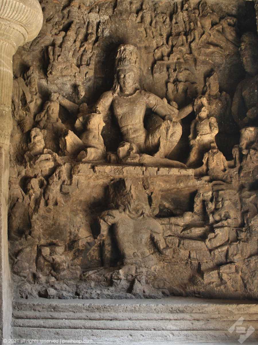 The 5th century cave temple in the Elephanta Island 