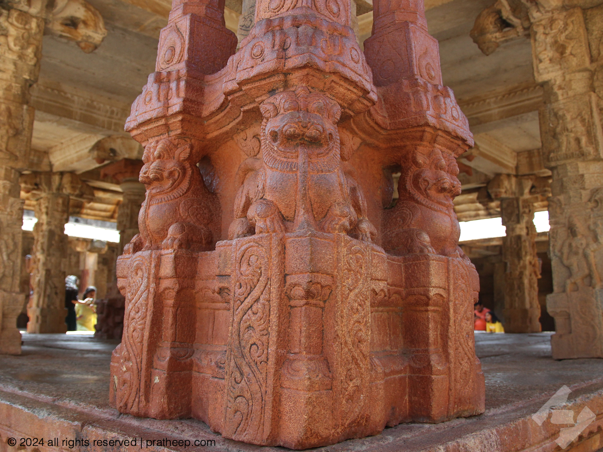 Pillar base at the open pavillion in Bhoganandishwara Temple